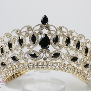 FAST SHIPPING!! Gold Tiara with Black Stones, Gorgeous Silver Tiara, Gold Tiara, Tall Silver Tiara, Silver Crown, Black Crown, Black Tiara