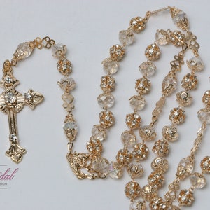 FAST SHIPPING!! Handcrafted Beautiful Gold Rosary, Wedding Rosary, Communion Rosary, Christening Rosary, Confirmation Rosary, Rosary Gift