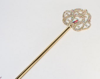 FAST SHIPPING! Beautiful Gold Scepter with Champagne Stones, crystal Scepter, Princess Scepter, Gold Scepter, Pageant Scepter, Scepter, Wand