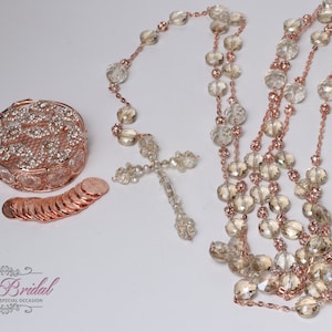 FAST SHIPPING! Beautiful Rose Gold Wedding Lasso, Lasso Box and Arras Set, Rose Gold Unity Cord, Wedding Set, Unity Coins, Unity Cord