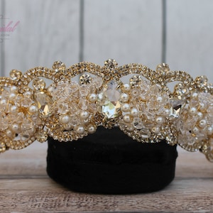 FAST SHIPPING!!! Gold Wedding Tiara with Pearls, Gold Crystal Bridal Tiara, Gold Bridal Crown, Princess Tiara, Quinceañera Crown, Sweet 16