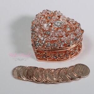 FAST Shipping! Beautiful Heart Shaped Crystal Box, Wedding Ring Box, Wedding Arras, includes the 13 coins, Unity Coins, Arras, Arras de Boda