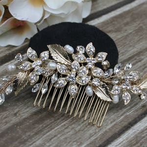 FAST SHIPPING Gold Bridal Hair Comb, Gold Wedding Hair Comb, Crystal Hair Comb, Swarovski Hair Comb, Headpiece, Crystal Headpiece, image 1