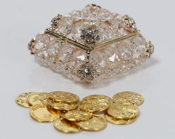 FAST SHIPPING!! Gold Wedding Unity Coins, Wedding Arras,  Wedding Coins, Ring Box, Wedding Gift.