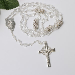 FAST SHIPPING!! Beautiful Silver Rosary, Wedding Rosary, Communion Rosary, Christening Rosary, Confirmation Rosary, Rosary Gift