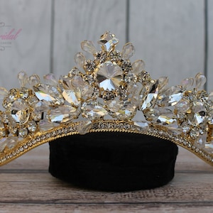 SCHNELLER VERSAND!!! Gold Hochzeit Tiara, Gold Kristall Braut Tiara, Gold Brautkrone, Prinzessin Tiara, Quinceaňera Krone, Sweet 16 Sparkling