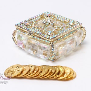 FAST SHIPPING!! Gold Wedding Unity Coins, Wedding Arras,  Wedding Coins, Ring Box, Wedding Gift.