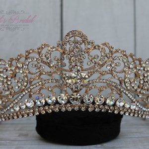 FAST Shipping!!! Rose Gold Swarovski Bride Tiara, Crystal Tiara, Wedding Tiara, Princess Tiara, Sweet 16 Quinceañera, Sparkling Bridal Crown