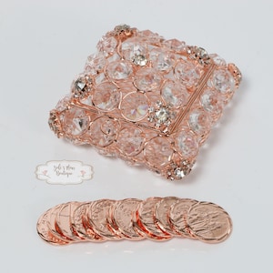 FAST SHIPPING!! Rose Gold Wedding Unity Coins, Wedding Arras, Wedding Coins, Ring Box, Wedding Gift