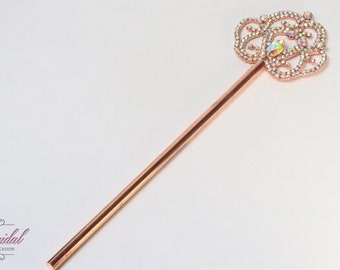 FAST SHIPPING!! Beautiful Rose Gold Scepter, crystal Scepter, Princess Scepter, Rose Gold Scepter, Pageant Scepter, Scepter, Wand