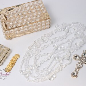 Fast Shipping!! Gold Beautiful Swarovski Crystal Box Set with Wedding Lasso, Wedding Arras Set
