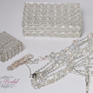 FAST SHIPPING!! Beautiful Wedding Lasso and Box Set in Silver, Wedding Lasso, Wedding Arras Set, Pearl Wedding Lasso, Lasso with Pearls