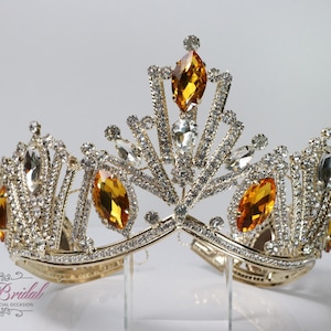 FAST SHIPPING!!! Gold Tiara with Honey Stones, Gorgeous Gold Crystal Crown, Stunning Sparkle Crown, Princess Tiara, Wedding Tiara