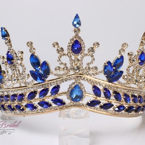 FAST SHIPPING!!! Gold and Blue stones Tiara, Gorgeous Gold Tiara, Sparkle Tiara, Gold Crown, Gold and Blue Crown, Gold Tiara, Gold and Blue