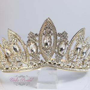 FAST SHIPPING! Gold Sparkling Tiara, Crystal Tiara, Wedding Tiara, Crown, Princess Tiara, Quinceañera, Sweet 16 Tiara, Bridal Tiara