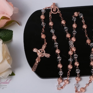 FAST SHIPPING!! Beautiful Rose Gold Rosary, Wedding Rosary, Communion Rosary, Christening Rosary, Confirmation Rosary, Rosary Gift