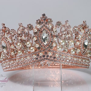 FAST SHIPPING!!! Beautiful Sparkling Rose Gold Full Round Crown, Wedding Crown, Crystal Crown, Sweet 16 Quinceañera