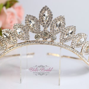 SPEDIZIONE VELOCE! Tiara scintillante in oro, tiara di cristallo, tiara da sposa, corona, tiara da principessa, quinceañera, tiara dei dolci 16, tiara da sposa, matrimonio