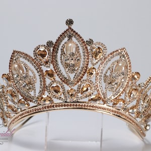 FAST SHIPPING! Gold Sparkling Tiara, Crystal Tiara, Wedding Tiara, Crown, Princess Tiara, Quinceañera, Sweet 16 Tiara, Bridal Tiara