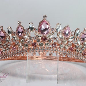 FAST SHIPPING!!! Beautiful Sparkling Rose Gold Full Round Crown, Wedding Crown, Crystal Crown, Sweet 16 Quinceañera