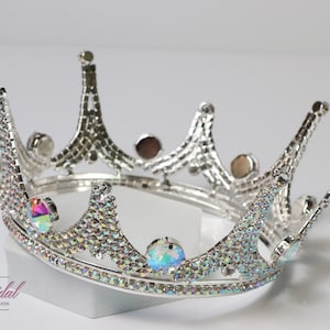 NEW!! Silver AB Round Crown, Wedding Tiara, Crystal Bridal Tiara, Wedding Tiara, Crown, Princess Tiara, Quinceañera, Sweet 16 Headpiece