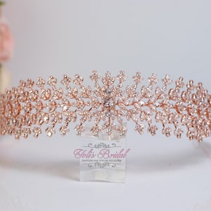 FAST Shipping!!! Rose Gold Zirconia Tiara, Cristal Tiara, Wedding Tiara, Crown, Princess Tiara, Quinceañera, Cristal Headpiece