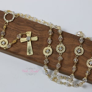 FAST SHIPPING!! Beautiful Gold Rosary, Wedding Rosary, Communion Rosary, Christening Rosary, Confirmation Rosary, Rosary Gift