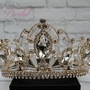 FAST SHIPPING!! Gold Little Girl Round Crown, Royal Crown, Full Crown, Tiara, Pageant Crown, Crown, Crystal Crown, Pageant