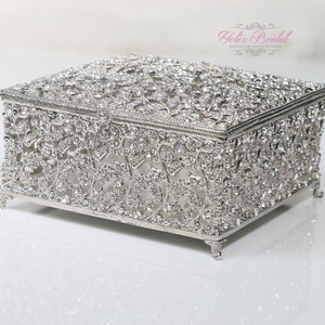Fast Shipping!! Silver Beautiful Swarovski Crystal Box, Wedding Lasso Box, Wedding Jewelry Box, Wedding Arras, Lasso Box, Wedding Lasso