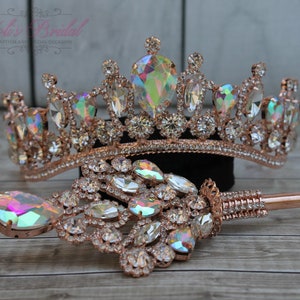 FAST SHIPPING!!! Beautiful Rose Gold AB Girl Sparkling Tiara, Gorgeous Crystal Girl Crown, Stunning Sparkle Girl Tiara, Communion Princess