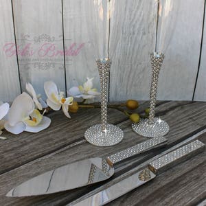 FAST SHIPPING Silver Swarovski Crystal Wedding toast Set image 3