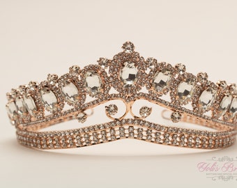 FAST SHIPPING! Rose Gold Sparkling Tiara, Crystal Tiara, Wedding Tiara, Crown, Princess Tiara, Quinceañera, Sweet 16 Tiara, Bridal Tiara