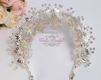 FAST Shipping!!! Silver Halo Crown, Bridal Wreath, Bridal Headband, Wedding Headband, Bride Tiara, Rhinestone Halo, Crystal Wreath