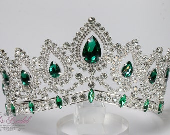 FAST SHIPPING!!! Silver with Green Tiara, Gorgeous Silver Tiara, Stunning Sparkle Girl Tiara, Communion Princess Girl