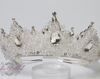 FAST SHIPPING! Silver Tiara with Crystals and Clear Stones, Crystal Tiara, Wedding Tiara, Crown, Princess Tiara, Quinceañera, Sweet 16 Tiara