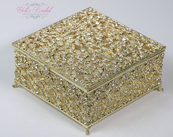 Fast Shipping!! Gold Beautiful Swarovski Crystal Box, Wedding Lasso Box, Wedding Jewelry Box, Wedding Arras, Lasso Box, Wedding Lasso