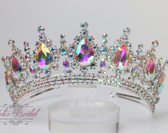 FAST SHIPPING! Silver AB Sparkling Tiara, Crystal Tiara, Wedding Tiara, Crown, Princess Tiara, Quinceañera, Sweet 16 Tiara, Bridal Tiara