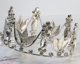 FAST SHIPPING!!! Silver Full Round Crown, Crystal Crown, Sweet 16 Quinceañera, Boy's Crown, Boy's Round Crown, Round Silver Crown, Boy's