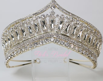 ¡ENVÍO RÁPIDO! Tiara dorada brillante, tiara dorada con cristales, tiara de boda, corona, tiara de princesa, tiara de quinceañera, tiara de quinceañera
