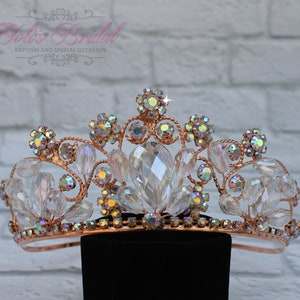 FAST SHIPPING! Rose Gold AB Sparkling Tiara, Crystal Tiara, Wedding Tiara, Crown, Princess Tiara, Quinceañera, Sweet 16 Tiara, Bridal Tiara