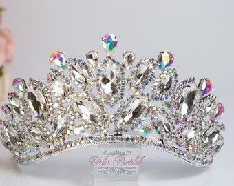 FAST SHIPPING! Silver AB Sparkling Tiara, Crystal Tiara, Wedding Tiara, Crown, Princess Tiara, Quinceañera, Sweet 16 Tiara, Bridal Tiara
