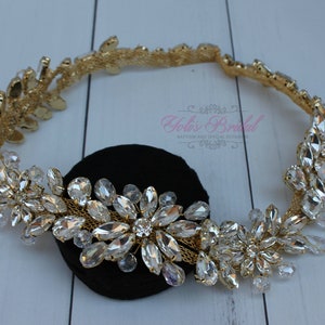 FAST Shipping!!! Sparkling Gold Bridal Halo, Sparkle Wreath, Bride Headband, Wedding Headband, Bride Tiara, Stunning Halo, Crystal Wreath