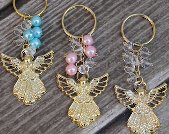 FAST SHIPPING!! 12 Pieces Gold Angel Key Chain, Christening Favor, Baptism Favor, Communion Favor, Confirmation Favor, Baptism Thank you