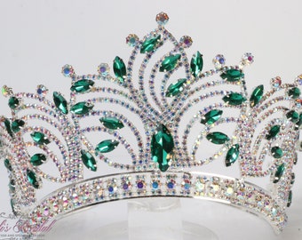 FAST SHIPPING!!! Silver with Green and AB stones Tiara, Gorgeous Silver Tiara, Stunning Sparkle Girl Tiara, Communion Princess Girl