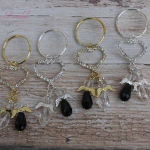 FAST SHIPPING!!! 12 Piece Gold or Silver Heart Angel Key Chain, Couple Wedding Giveaway, Baptism Favor, Communion Favor, Confirmation Favor