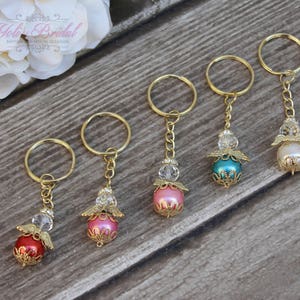 FAST SHIPPING 12 Pieces Gold Angel Key Chain, Christening Favor, Baptism Giveaway, Communion Favor, Confirmation Favor, Baptism Thank you image 1