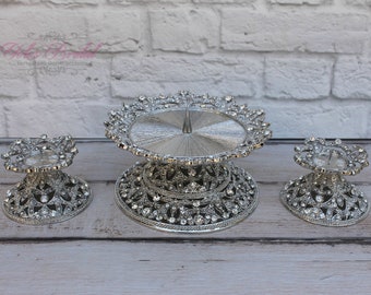 FAST SHIPPING!!! Gorgeous Swarovski Unity Candle Holder Set, Silver Rhodium Candle Holder Set, Silver Swarovski Unity Candles Holders Gift