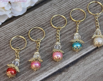 FAST SHIPPING!! 12 Pieces Gold Angel Key Chain, Christening Favor, Baptism Giveaway, Communion Favor, Confirmation Favor, Baptism Thank you