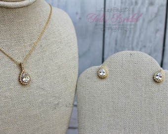 FAST SHIPPING! Beautiful Gold Swarovski Crystals Jewelry Set, Bridal Jewelry Set, Sweet 16 Jewelry Set, Bridesmaid Jewelry Set, Mother's Day