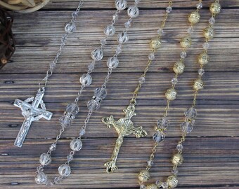 FAST SHIPPING!!! Handcrafted Beautiful Gold Rosary, Wedding Rosary, Communion Rosary, Christening Rosary, Confirmation Rosary, Rosary Gift